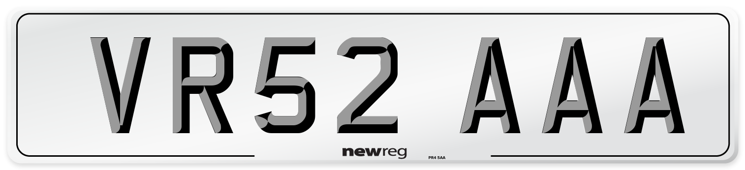 VR52 AAA Number Plate from New Reg
